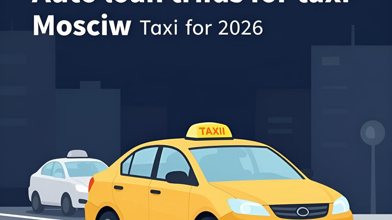 Современный автомобиль такси на фоне панорамы Москвы как символ трендов автокредитования от Р-Ломбард Такси